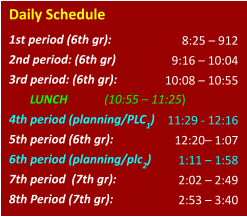 Mr Morris' Schedule